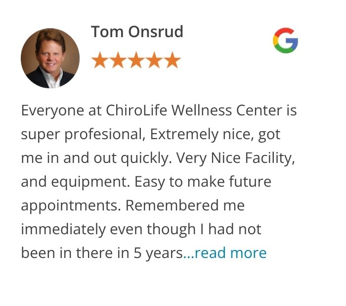 testimonial Tom Onsrud Chirolife Chiropractic image